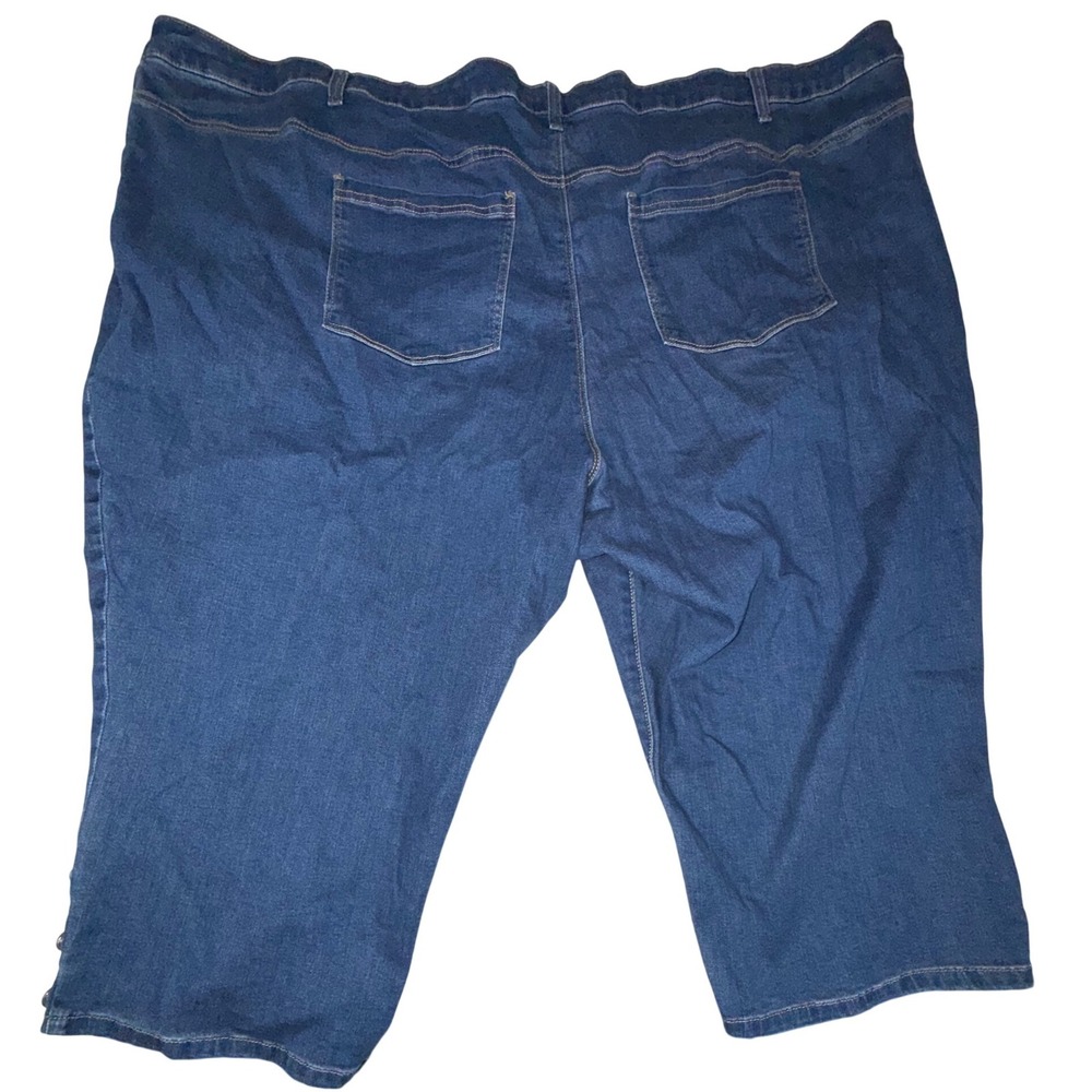 Woman Within Denim Capri Jeans Women's 38W Blue Stretch Button Hem Plus - Picture 3 of 7